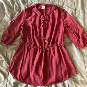 Faded Glory Dark Red Peasant Tunic Blouse